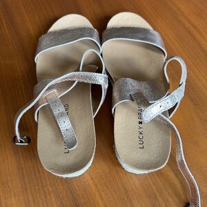 Lucky Brand Metallic Rose Gold Espadrille Wedge Sandals 9M / 39 NEW